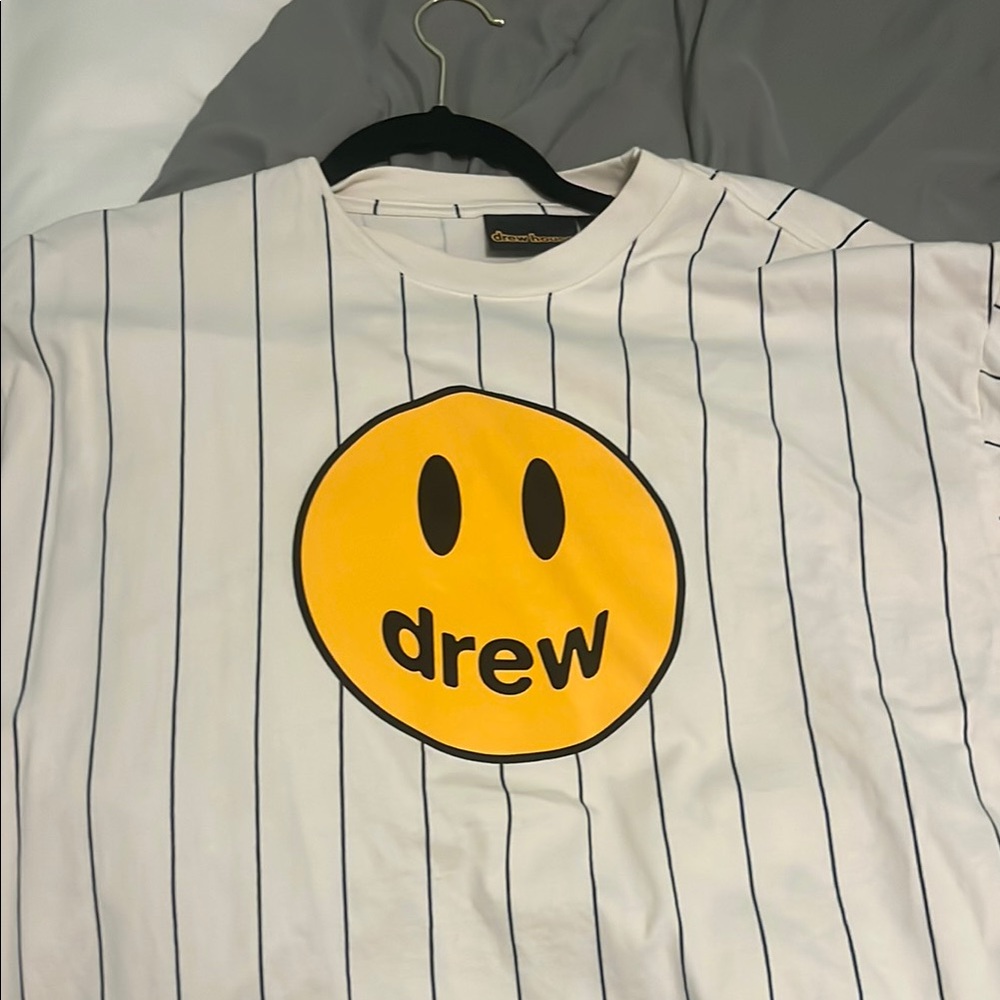 drew house White and Yellow Striped Tee
